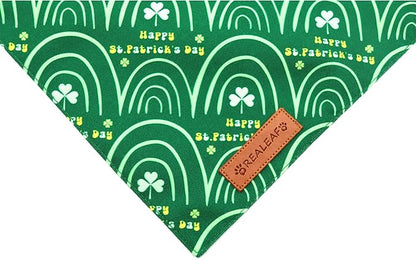 Realeaf St. Patrick's Day Dog Bandanas 2 Pack, Reversible Green Dog Scarf for Boy and Girl, Premium Durable Fabric, Holiday Bandana for Medium and Large Dogs Pets (Large)