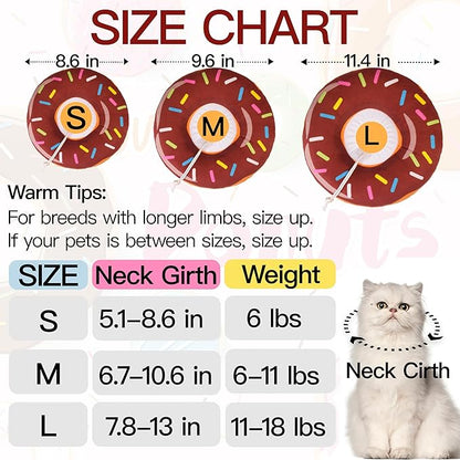 Cat Cone Collar Soft, Cute Cat Donut Collar After Surgery, Adjustable Kitten Recovery Cones to Stop Licking, Lightweight Neck Elizabethan Collars for Cats Kittens (Brown, Large)