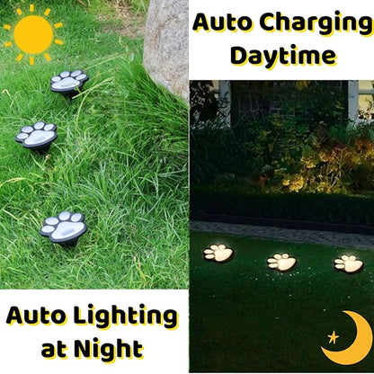 3pcs-Solar Paw Print Lights, Wireless of Cat Dog Animal Solar Lights Outdoor Garden Decor, IP55 Waterproof LED Yard Path Light, New Home Birthday Easter Gift for Pet Lovers (Warm Light)