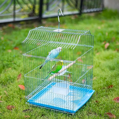 Small Bird Travel Cage - Lightweight Starter Kit for Parakeets, Lovebirds, Parrotlets Finches Canaries Removable Tray & Accessories Included