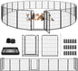 Dog Playpen Outdoor Extra Wide 24 Piece Panels Heavy Duty Dog Fence 40" Height Anti-Rust with Doors Portable for RV Camping Yard, Total 63FT, 316 Sq.ft, Snowy Black