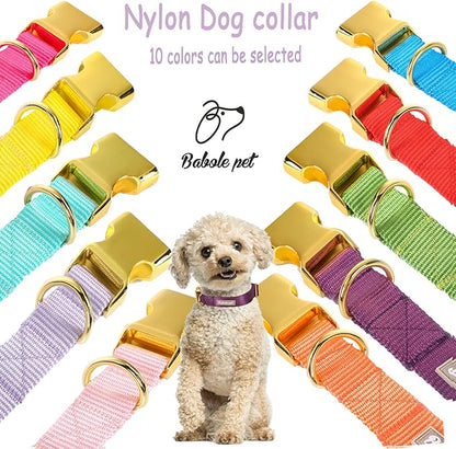 Nylon Dog Collar - Adjustable Deep Purple Soft Webbing Dog Collars for Small Medium Large Dogs Boy Girl Puppy Collar with Safety Metal Buckle XS