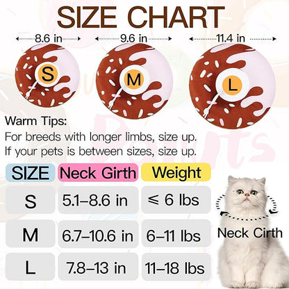 Cat Cone Collar Soft, Cute Cat Donut Collar After Surgery, Adjustable Kitten Recovery Cones to Stop Licking, Lightweight Neck Elizabethan Collars for Cats Kittens (Chocolate, Medium)
