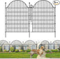 5 Panels Decorative Garden Fencing with Gate for Yard, 40in (H) x 11.8ft (L) No Dig Animal Barrier Fence, Rustproof Metal Wire Outdoor Dog Fences Panel Border with Temporary Ground Stakes