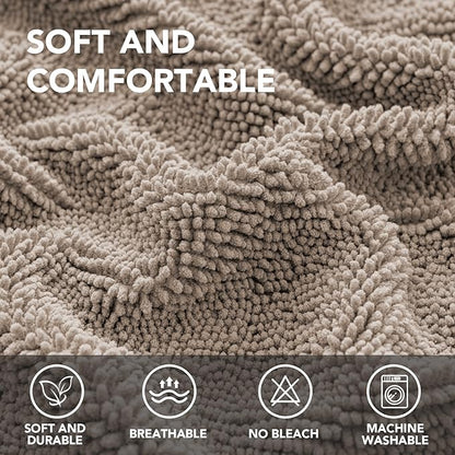 H.VERSAILTEX Non Slip Pet Couch Cover Chenille Dog Bed Protector Thick Soft Sofa Slipcover Pet Friendly Washable Couch Cushion Covers for Pets (68" x 82", Taupe)