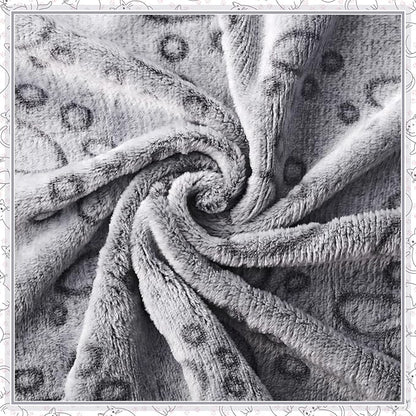 Tegeme 12 Pcs Pet Blankets Soft Fluffy Fleece Dog Cat Warm Paw Print Pattern Blankets Flannel Throw for Pets Dog Puppy Cat(23 x 16 Inch,Gray)