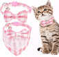 EXPAWLORER Cute Cat Collar Breakaway with Bells - 2 Pack Adjustable Plaid Pet Collar with Removable Bow Tie and Bandana, Safety Buckle for Girl Boy Cats Kitten, Pink Plaid