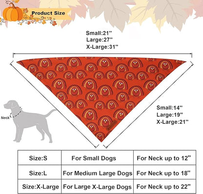 ADOGGYGO Thanksgiving Dog Bandanas 2 Pack, Reversible Pumpkin Turkey Pet Scarf, Premium Fabric, Adjustable Fit Orange Thanksgiving Bandanas for Small Dogs (Small)