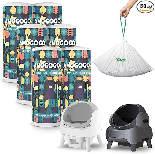 120 Pack Litter Bags Compatible with Neakasa M1 & PetPivot & wozhio & Open-X AutoScooper 11 Open-Top Self-Cleaning Cat Litter Box, Replaced Waste Bags, Litter Box Liner, 27" x 13"