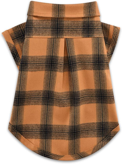 Koneseve Dog Shirt Plaid Dog Clothes for Small Dogs Boy Girl Cat Clothes Soft Puppy Outfit Adorable Pet T-Shirts Kitten Grid Costume Apparel Thanksgiving Christmas Clothing (Yellow; S/Small)