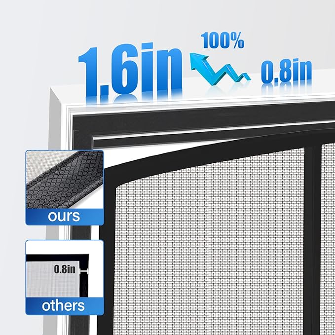 Magnetic Screen Door Upgraded PET Mesh Stronger Than Fiberglass and Polyester,Hands Free,Keeps Bugs Out,Pet & Kid Friendly,Suitable for Sliding Door,Large Patio Door and French Door-74''x80''