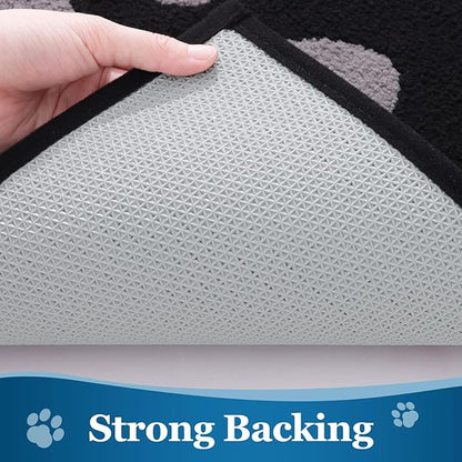 Buganda Dog Door Mat for Muddy Paws, Absorbent Dirt Trapper Washable Indoor Doormats, Non Slip Low-Profile Mud Mat for Dogs, Front Entrance Doormat for Inside Floor (47x24 Inches, Black and Grey)