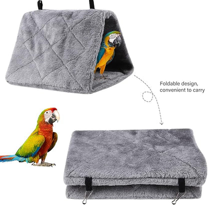 Warm Bird Nest House, Bird Bed for Cage Accessories, Parakeet Toys Hammock, Plush Parrot Hanging Hut Tent for Conure Cockatiel Lovebird Cockatoo