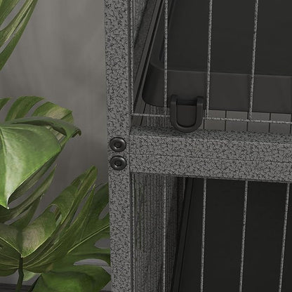 PawHut 50" 5-Tier Small Animal Cage, Ferret Cage, Large Chinchilla Cage with Hammock Accessory & Heavy-Duty Steel Wire, Small Animal Habitat with 4 Doors, Removable Tray, Gray