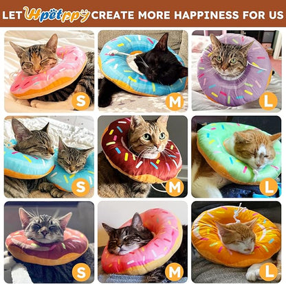 Cat Cone Collar Soft, Cat Recovery Collar for Wound Healing Cute Cat Donut Adjustable Cat Cones to Stop Licking Comfortable Lightweight Neck Elizabethan Collars for Cats Kittens After Surgery