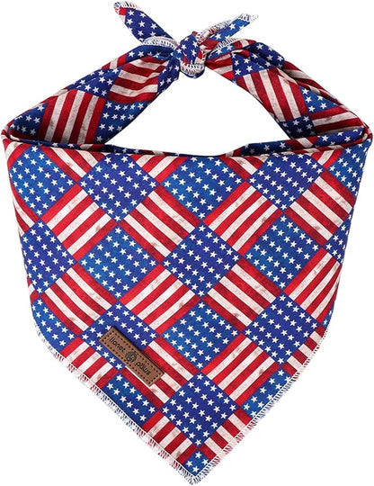 lionet paws Patriotic 4th of July Dog Bandana American Flag for Small Medium Large Dogs, Cat Dog Kerchief Triangle Bibs Scarf for Male Female