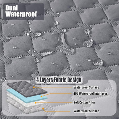 Smiry Waterproof Dog Bed Cover Blanket, Soft Reversible Pet Blanket, Washable Leakproof Cats Dogs Couch Cover for Sofa, Couch, Furniture (82x102 Inch, Grey/Light Grey)