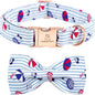 Lionheart glory Dog Collar, Dog Collar with Bow, Summer Stripe Boy Dog Bowtie Collar Cute Pet Collar Gift for X-Small Puppy and Cat