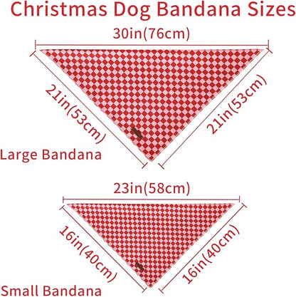 Red and Pink Plaid Dog Bandana–Red and Pink Checked Triangle Scarf for Small Medium Large Dogs, Soft Cotton Pet Bib for Dogs, Adjustable Dog Kerchief