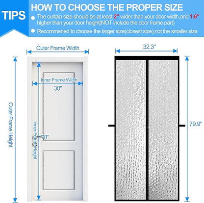 RELIANCER Magnetic Thermal Insulated Door Curtain,Waterproof EVA Door Cover,Fit Doors Size Up to 30"x78",Temperature Protection Insulated Doorway Curtain Partition,Patio Self-Closing Doors Net Screen