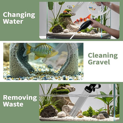 5ft Aquarium Siphon Vacuum Cleaner-Hand Siphon Pump Water Changer for Fish Tank Cleaning Gravel & Sand