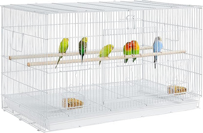 Yaheetech 30‘’ Flight Bird Cage Stackable Design for Small and Medium Birds with Slide Out Tray and Bottom Grate Budgies Cockatiels Lovebirds Canaries Parakeet Cage, White
