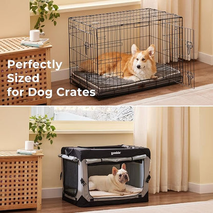 XL Dog Crate Bed for Extra Large Dogs - Waterproof Puppy Bed for 42 Inch Kennel with Removable Washable Corduroy Cover, Orthopedic Support with Egg Crate Foam Filling, Grey