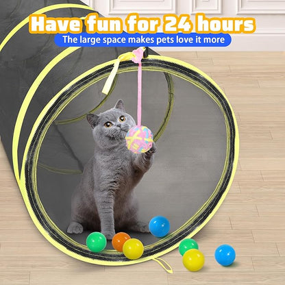 Wilwolfer 5 in 1 Cat Enclosure - Outdoor Cat Tent with Tunnel & House - Portable Pet Playpen for Cats, Puppies & Small Animals