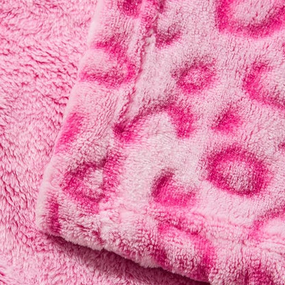 Bnuitland Pink Leopard Print Flannel Throw Blanket, 300 GSM Double Sided Fuzzy Fluffy for Bed Sofa Couch Travel, Super Soft Lightweight Cheetah Print Blanket for Adults and Kids, 50×60 inch