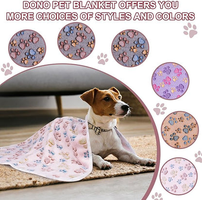 Dono 1 Pack 3 Dog Blankets for Small Dogs, Soft Fluffy Paw Print Pattern Fleece Pet Blanket Warm Sleep Mat, Puppy Kitten Blanket Doggy Mat for Dog Cat Kitten Doggy -23*16in (L(41*31"), Brown Bone)