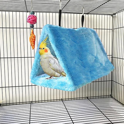 4Pcs Bird Tent Plush Hammock Warm Hut Hanging Parrot Nest for Cage Snuggle Large 9.4''X5.9''X7.0'' Sleeping Bed Hideaway Cave for Parakeet Cockatiels Cockatoo Lovebird