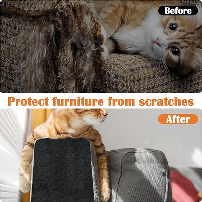 Cat Scratch Furniture Protector - 138" x 15.8" Trimmable Self-Adhesive Cats Claws Scratch Pads, DIY Cat Climbing Couch Protector for Scratch Post Cat Tree Replacement Indoor (Black)