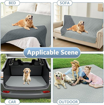 hyha Waterproof Dog Blanket, Soft Pet Bed Cover, Waterproof Sofa Couch Cover for Dogs Washable, Pet Couch Covers for Sofa Furniture (40x50 Inch, Grey/Dark Grey)