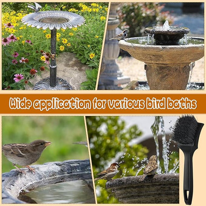 2 Pcs Brush for Bird Baths Black Hard Bristle Cleaning Brush with Ergonomic Handle Utility Bird Bath Cleaner for Bird Feeder Bath Accessories Fountain Outdoor Cleaning