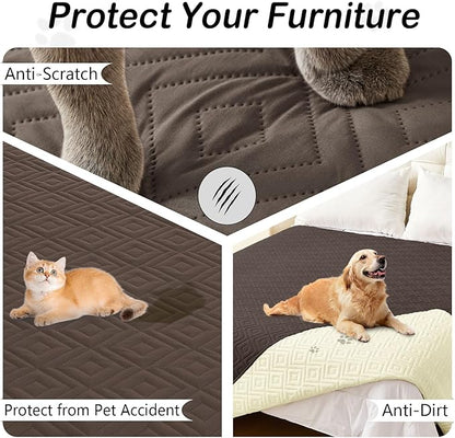 hyha Waterproof Dog Blanket, Soft Dog Bed Cover Pet Blankets, Waterproof Sofa Couch Cover for Dogs Washable, Reversible Pet Couch Covers for Sofa Furniture (30x70 Inch, Chocolate/Beige)