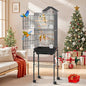DWVO 62-inch Metal Bird Cage: Bird Cage Spacious for Cockatiels, Parrots, Pigeons, Lovebirds, Features Roof Access and Rolling Stand Black