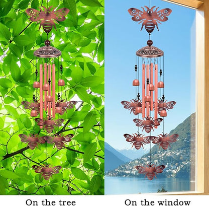 Outdoor Bees Wind Chimes, Gifts for Mom & Grandma & Family, Music Wind Catcher, Mobile Bee Ornaments, Memorial Windchime, Blessing Wind Bells for Indoor,Home,Balcony,Lawn,Tree,Yard, Garden Decoration