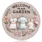 Garden Stepping Stones Outdoor, 9.8" Resin Pet Cat Dog Bunny Stepping Stone for Walkway Gardening Gifts, Spring Decorative Round Welcome to Our Garden Home Decor for Outside Yard Patio Lawn