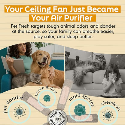 Barnakl Pet Fresh Ceiling Fan Filters for Blades, Zeolite Air Filters, Ceiling Fan Air Purifier Pads, Odorless Pet Odor Eliminator for Home, Fan Filters for Dust, Dander & Odors – 5 Pack