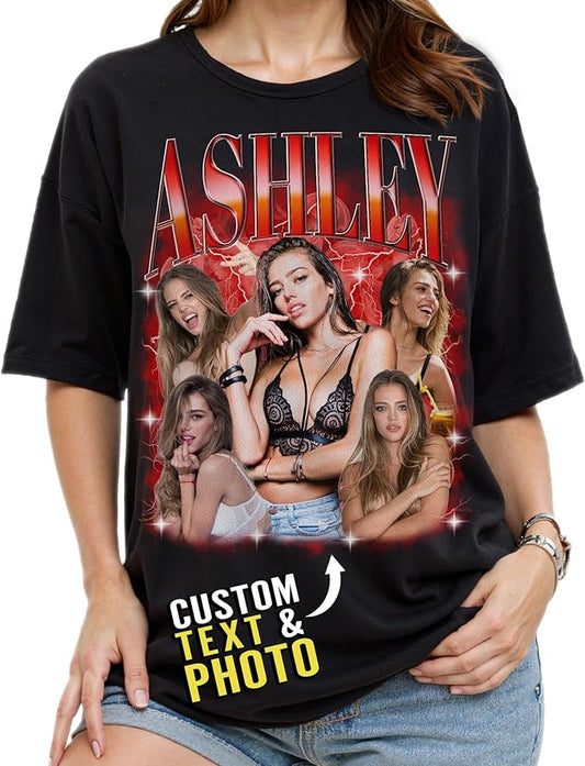 Custom Bootleg Rap Shirt with Photo Text, Vintage Custom Picture Shirt for Girlfriend, Boyfriend, Dad, Mom, Pet Lover Friend