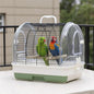 Travel Bird Cage Carrier, Portable Travel Parrot Cage with 2 Perches, 2 Food Bowls and Tray, Metal Parakeet Cages for Small to Medium Sized Birds Cockatiels Lovebirds Canaries Budgies