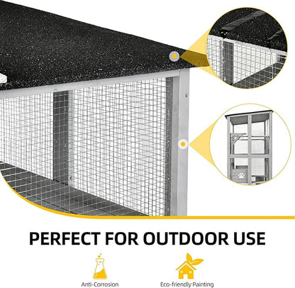 DWVO Cat House Outdoor Catio Kitty Enclosure 71" Walk in Cat Kennel Large Kitten Cage with Platforms, 2 Cats Scratcher Ramp and Small Cats House, Space Capsule Bed