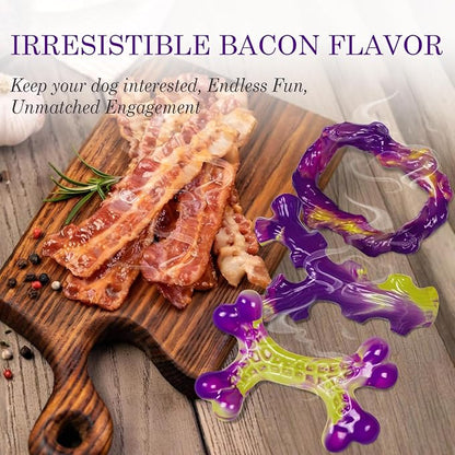 6-Pack Dog Toys for Aggressive Chewers: Dog Toy for Aggressive Chewer Large Breed, Dog Toy to Keep Them Busy, Dog, Bacon Flavor