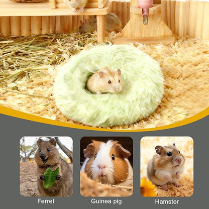 Guinea Pigs Bed Small Animal Bedding Donut-Shaped Burrowing Pet Bed Soft and Warm Hideaway with Spandex and Fleece Bottoms Cozy Carrier, Cage Accessories
