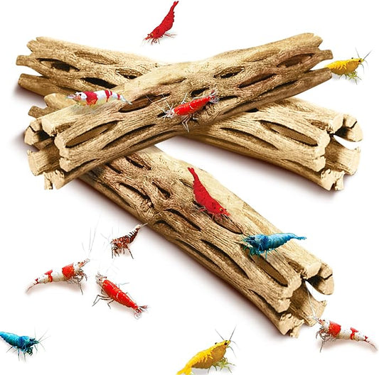 SunGrow Cholla Wood, 6” Climbing Logs, Chew Toy, Aquarium Fish, Snail, and Shrimp Driftwood, Tropical Freshwater Fish Décor, Adds Raw Beauty, 3 Pack