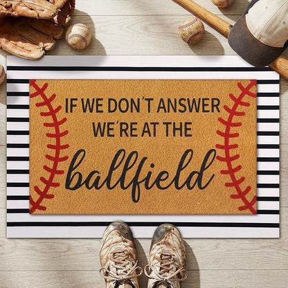 Tinideya 2 Pcs Baseball Door Mat Ballfield Welcome Non Slip Coir Mats Ballfield Theme Floor Layering Doormats Seasonal for Front Porch Entryway Decor(Baseball Theme)