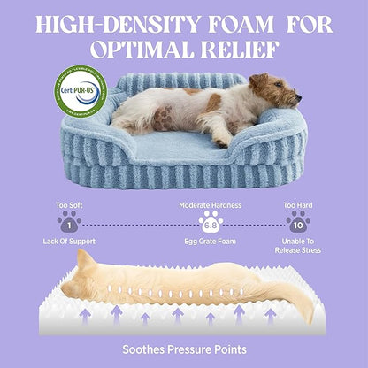 LE SURE Cute Dog Beds Large Sized Dog, Orthopedic Waterproof Large Pet Bed with Sides, High Back Non-Slip Bottom and Egg-Crate Foam Pet Couch Sofa with Washable Removable Cover, Blue