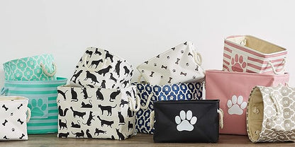 Bone Dry Pet Storage Collection Lattice Paw Print, Rose, Small Round