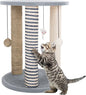Cat Scratching Post - 3 Scratcher Posts with Carpeted Scratch Pad Base and Perch - Furniture Scratching Deterrent for Indoor Cats by PETMAKER (Gray)