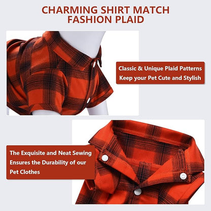 Koneseve Dog Shirt Plaid Dog Clothes for Medium Large Dogs Boy Girl Soft Pet T-Shirts Breathable Outfit Adorable Costume Grid Clothing Birthday Thanksgiving Christmas Sweater Apparel (Red#1; 7XL)